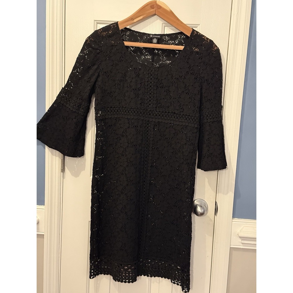 Black Lace Whimsy Goth Boho Overlay Dress 12 By New Directions ‎ Party Fairy
